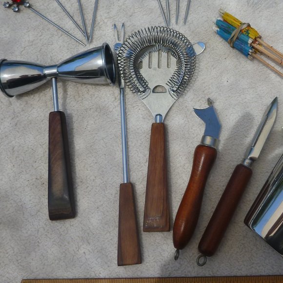 Vintage Bar Tool Set with Swizzle Sticks - Picture 3 of 7